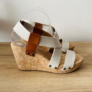 Lucky Brand Cream Cork Marla Wedges SZ 8.5B